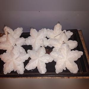 Christmas Decoration White Glittered Star Ornaments